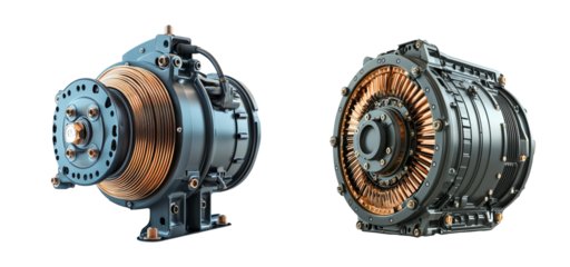 High-Detail Electric Motor Components in Sleek Metallic Finish