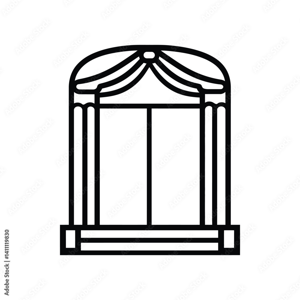 Poster simple isolated classic archway with elegant curtains and transparent background