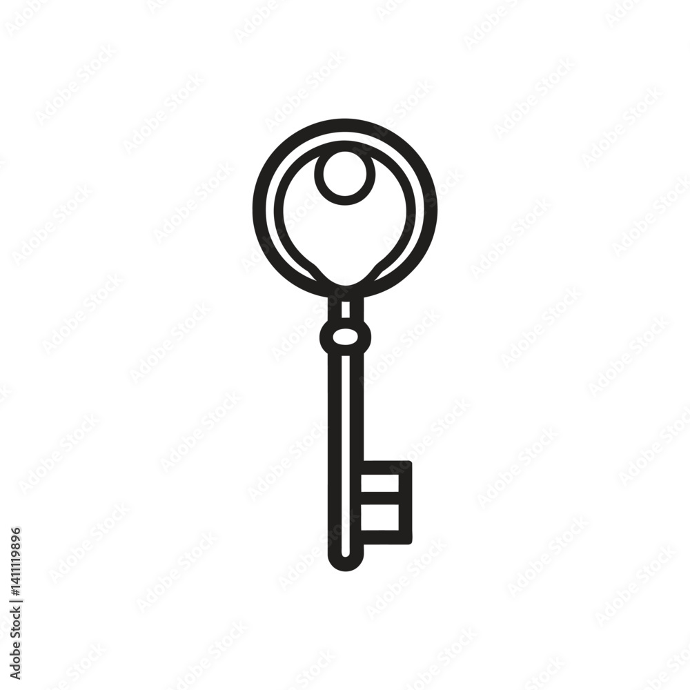 Poster simple key icon outline on transparent background old classic design element