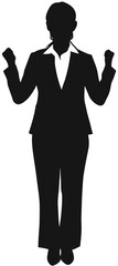 力強く働く女性のシルエット
