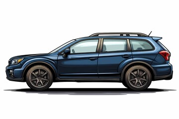 Fototapeta premium Blue Compact SUV Illustration: Modern, Stylish Vehicle for Outdoor Adventures and City Travel
