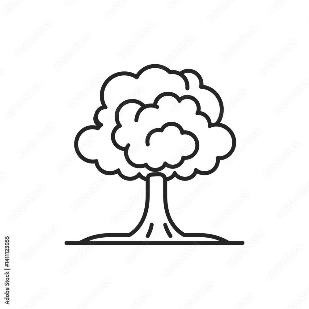 Poster simple tree icon with bold outlines on transparent background