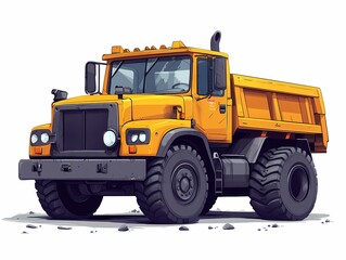 Heavy Machinery: Industrial Earthmoving Construction Vehicle. Transport, Large Dump Truck Illustration in Action