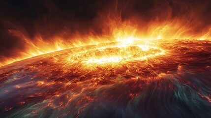 Solar flare eruption outer space sci-fi image cosmic environment high-resolution view energy concept