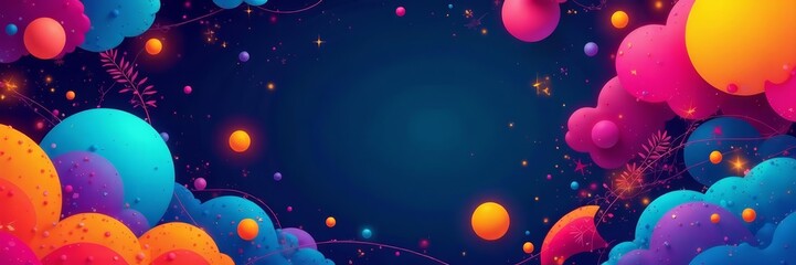 Fototapeta premium Vibrant retro wallpaper with geometric shapes and swirls, Colorful, swirls
