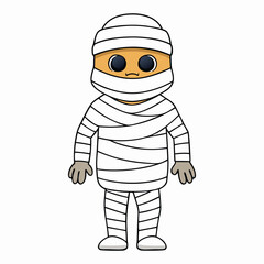 A spooky mummy rises from its ancient tomb, wrapped in tattered bandages, ready to haunt the night on a chilling Halloween adventure!