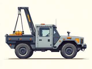 Naklejka premium Heavy-Duty Industrial Off-Road Truck: Reliable Grey Vehicle for Construction & Fieldwork Tasks