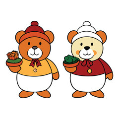 Adorable teddy bears dressed in fun costumes, each holding a sweet treat—perfect for festive gifts, holiday decor, or charming collectibles!