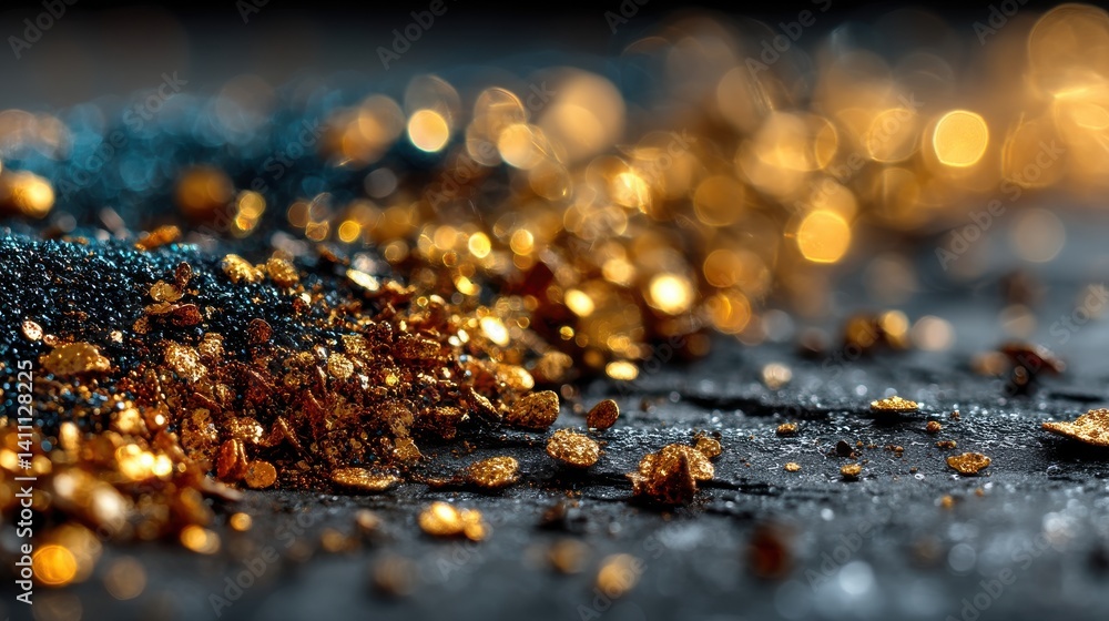 Aufkleber abstract golden glitters with blurred bokeh effect background perfect for creating a festive christm