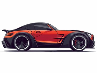Obraz premium Red Sports Car Illustration: Modern Sleek Vehicle Design with High-Speed Aerodynamics and Stylish Wheels