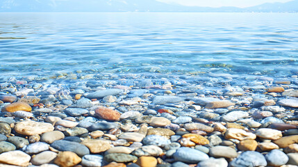 Colorful Pebble Beach With Clear Water