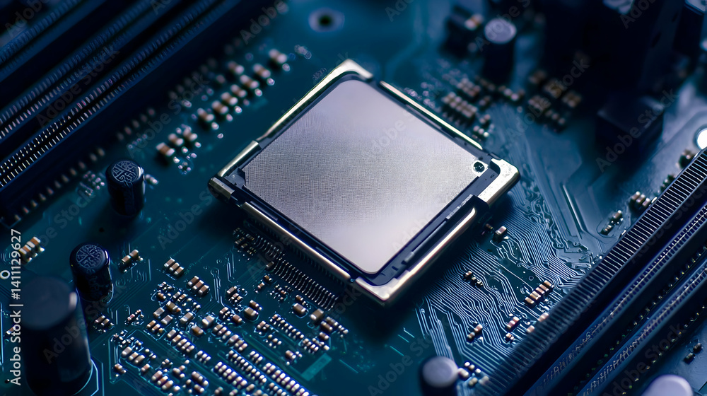 Poster close up of processor on circuit board