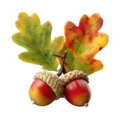 Autumn Acorns and Oak Leaves Transparent PNG