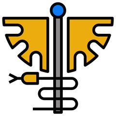 caduceus Filled outline icon. Editable stroke. 