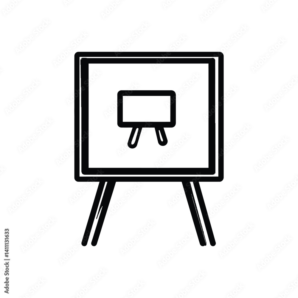 Aufkleber stand icon with rectangle on top black line isolated on transparent background