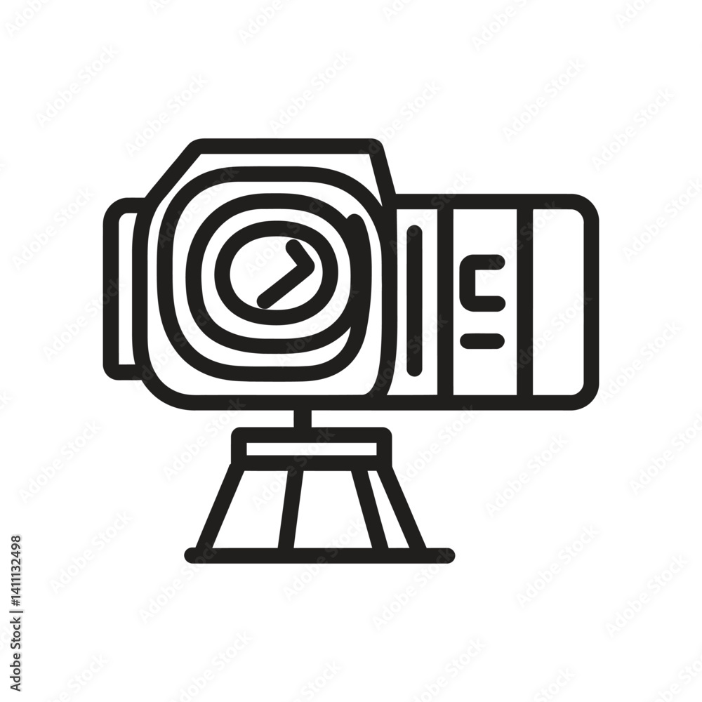 Poster studio light stand line icon with adjustable settings on transparent background