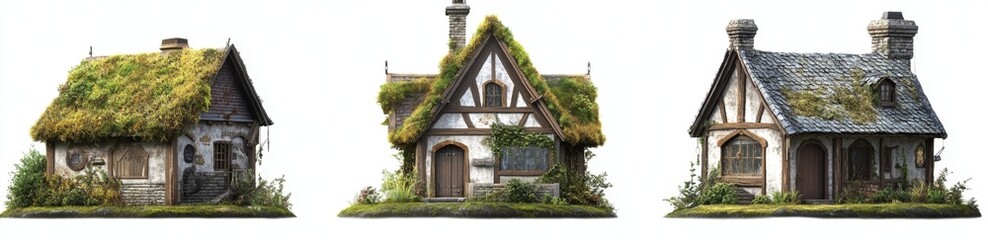 Rustic, Moss-Covered Cottages
