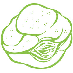 green outline cream puff icon