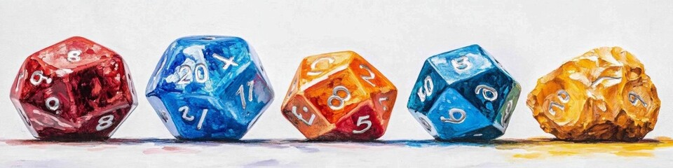 Colorful Polyhedral Dice in a Row