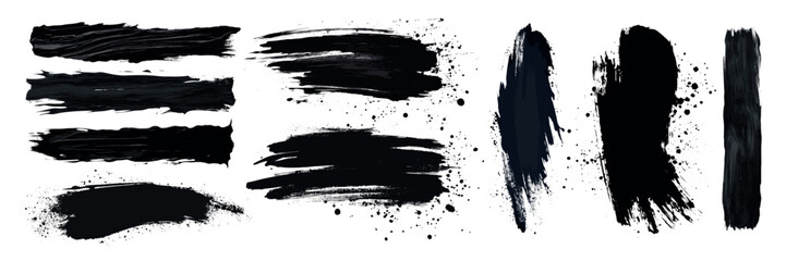 Fototapeta premium Abstract black brush strokes, vector set