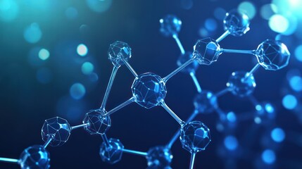 Blue Molecule Structure, Science, Abstract Background, Research, Futuristic
