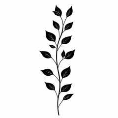 Fototapeta premium Elegant Botanical Illustration: Minimalistic Leafy Branch Silhouette for Nature-Inspired Design