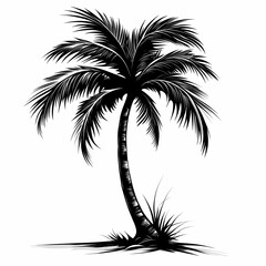 Obraz premium Black and White Palm Tree Silhouette - Tropical Paradise in Graphic Design | Exotic Nature and Summer Vibes