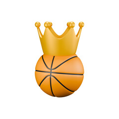 Basketball with golden crown and white background.