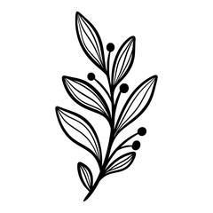 Cute line art leaf icon illustration