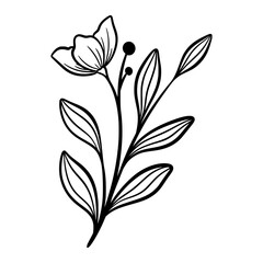 Cute line art leaf icon illustration
