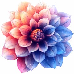 Fototapeta premium Colorful Dahlia Flower Illustration: Vibrant Botanical Art with Soft Pastel Petals for Home Decor and Wall Art