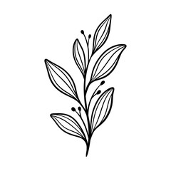 Cute line art leaf icon illustration