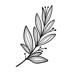 Cute line art leaf icon illustration