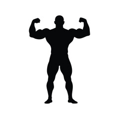 Fototapeta premium Bodybuilder Flexing Silhouette Vector