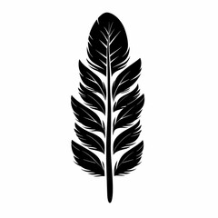 Obraz premium Feather and Leaf Design: Black Silhouette Botanical Illustration for Nature Lovers – Eco-Friendly Minimalist and Decorative Art Elements
