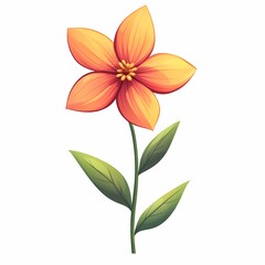 Fototapeta premium Single Vibrant Orange Blossom Illustration – Colorful Floral Botanical Art for Spring Gardens