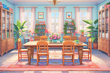 Sunny Dining Room Illustration