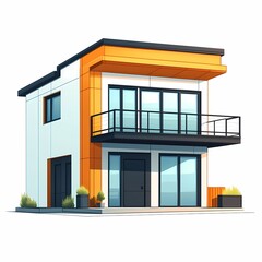 Modern Two-Story Home with Balcony – Innovative Residential Architecture Featuring Minimalist Style, Vibrant Orange Accents, and Eco-Friendly Design