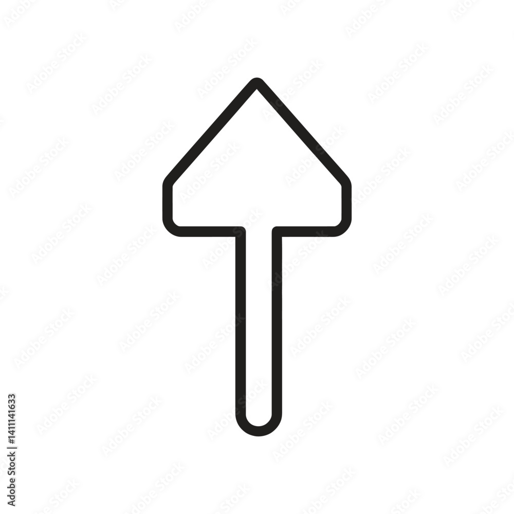 Poster up arrow outline icon shape with transparent background | black line art