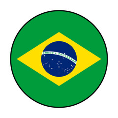 Fototapeta premium Flag of Brazil. Black loop edge. Brazil circle flag logo icon computer vector illustration design.