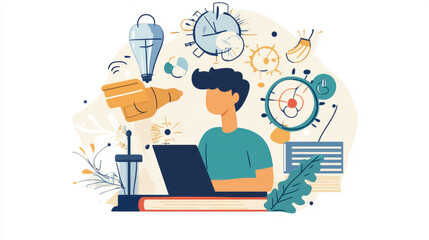 Innovative learning techniques for students at home digital workspace infographic creative educational concept