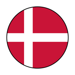 Obraz premium Flag of Denmark. Black loop edge. Denmark circle flag logo icon computer vector illustration design.