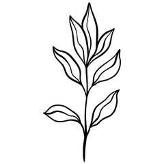 Cute line art leaf icon illustration