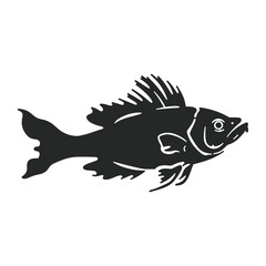 Obraz premium Fish silhouette illustration animal black vector