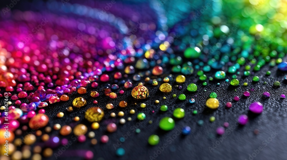 Aufkleber close-up of a bunch of colorful beads displaying their vibrant hues and unique patterns in artistic 