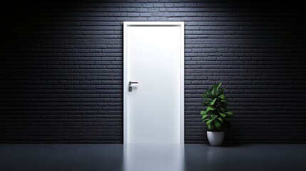 White door mysterious opportunity symbolic contrast minimalist background image