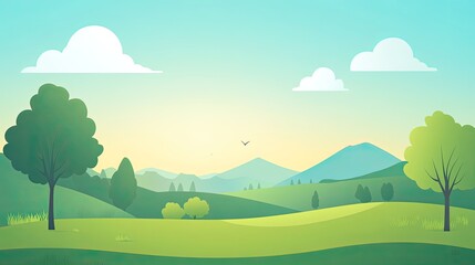 Fototapeta premium Serene Natural Landscape with Rolling Hills and Gentle Clouds