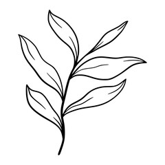 Cute line art leaf icon illustration