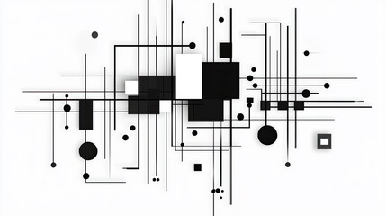 Abstract Geometric Black White Line Art with Shapes and Patterns