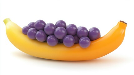 Fototapeta premium Fruit combo, orange, grapes, banana, isolated white background